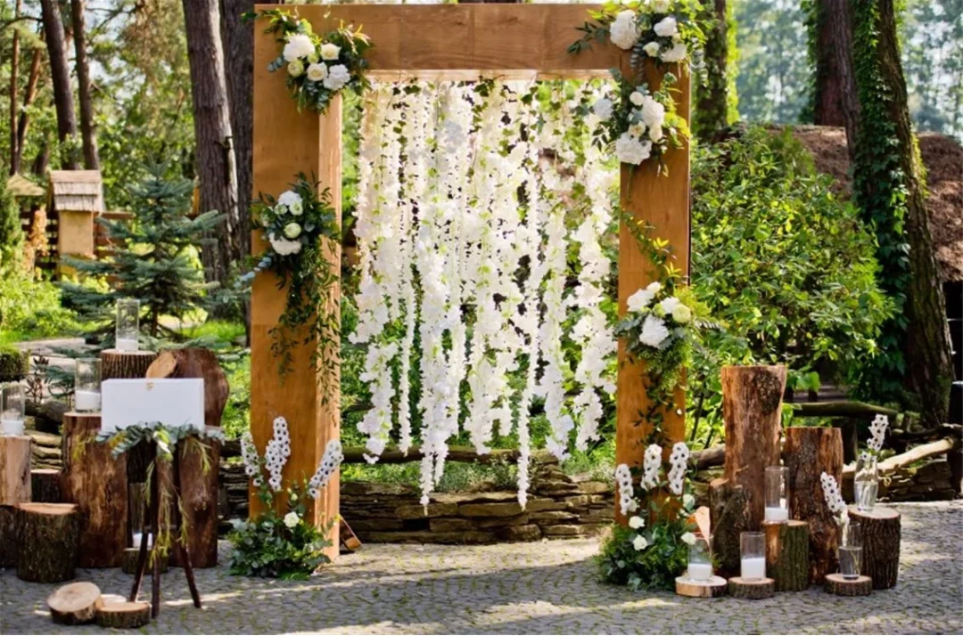 Romantic Arch Wedding Ceremony Background Rustic Style Valentines Day Decorations Bride Groom Girl Photography Backdrop