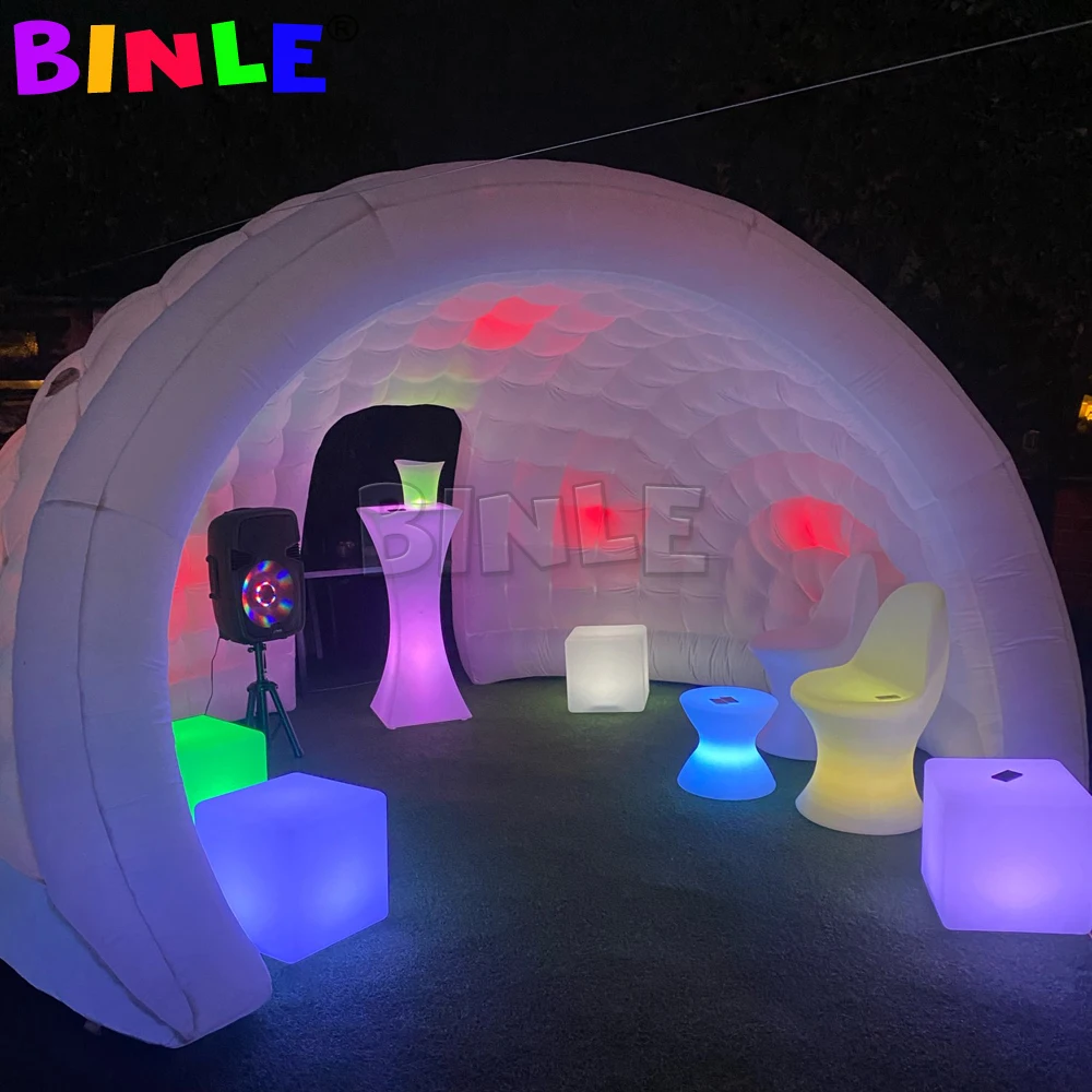 

Commercial Mobile 4m LED Inflatable Half Dome Tent Inflatable Luna Tent Temporary Cocktail Bar For Party Show