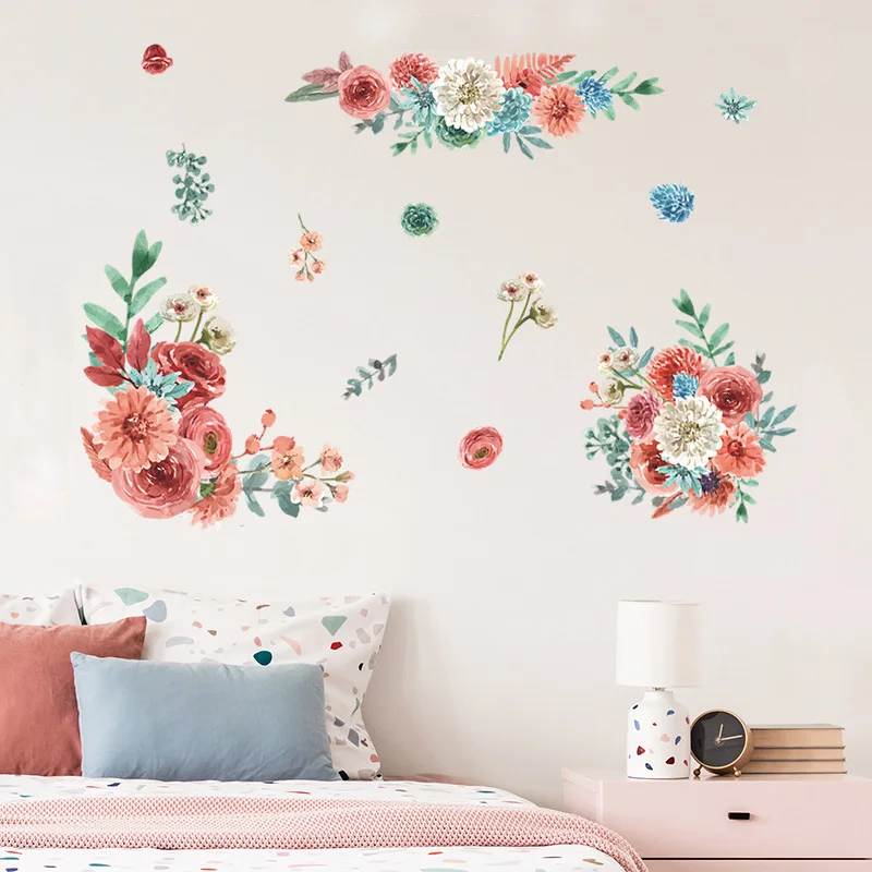 Painted Chrysanthemum Wall Stickers Living Room Decor Bedroom Background For Home Decoration Decals Flower Beautify Wallpaper