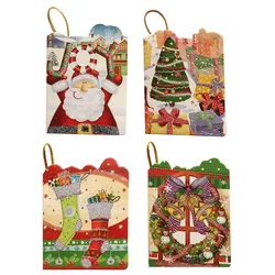 32Pcs Mini Merry Christmas New Year Greeting Cards Xmas Santa Claus Tree Postcard Festival Winter Holiday Party Gift Package