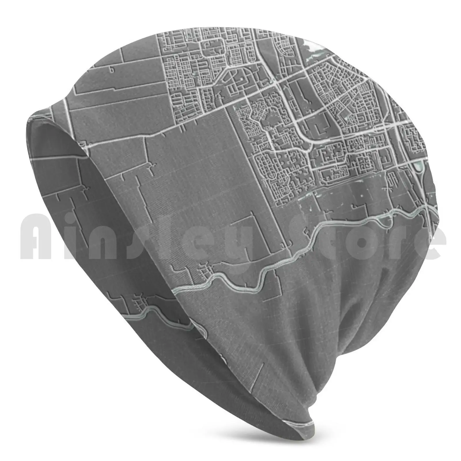 , Netherlands , Grey , Map Beanies Pullover Cap Comfortable Netherlands Grey Map White Road