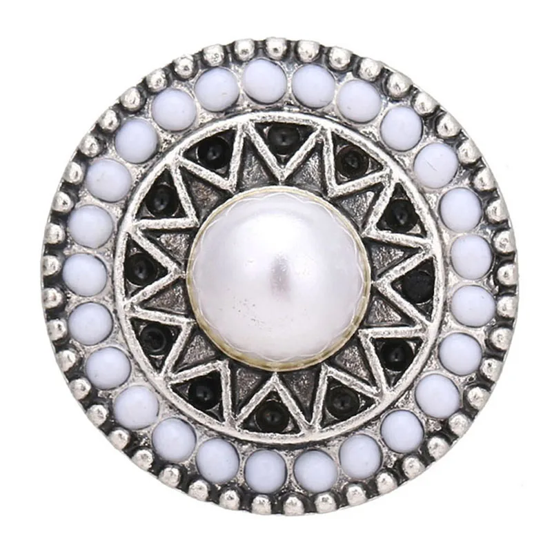 New beauty Crystal Pattern Pearl pattern 18mm snap buttons fit DIY 18MM snap buttons snap jewelry wholesale
