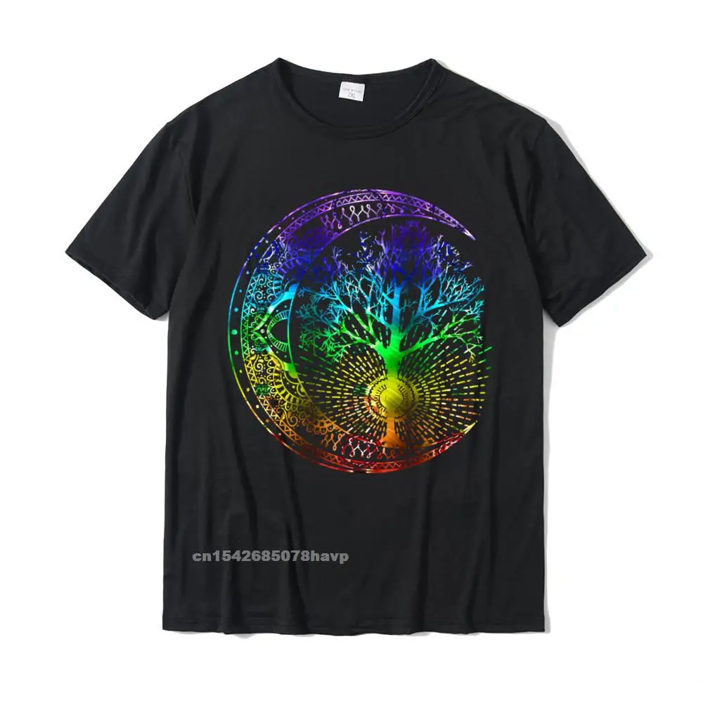 

Mandala Moon Chakra Tree Of Life Tshirts Homme Personalized Cotton Mens T Shirt Customized Brand New Tshirts