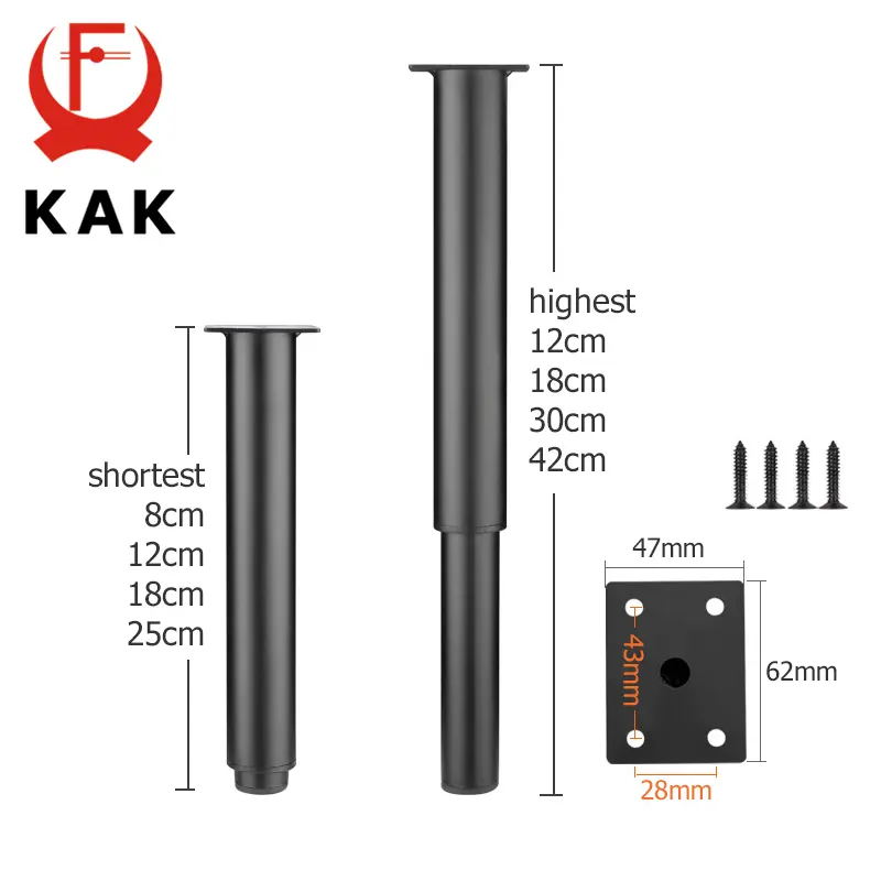 KAK Adjustable Furniture Leg Cold Rolled Steel Black White Table Feet Replacement Cabinet Sofa Metal Foot Furniture Hardware - Image 5