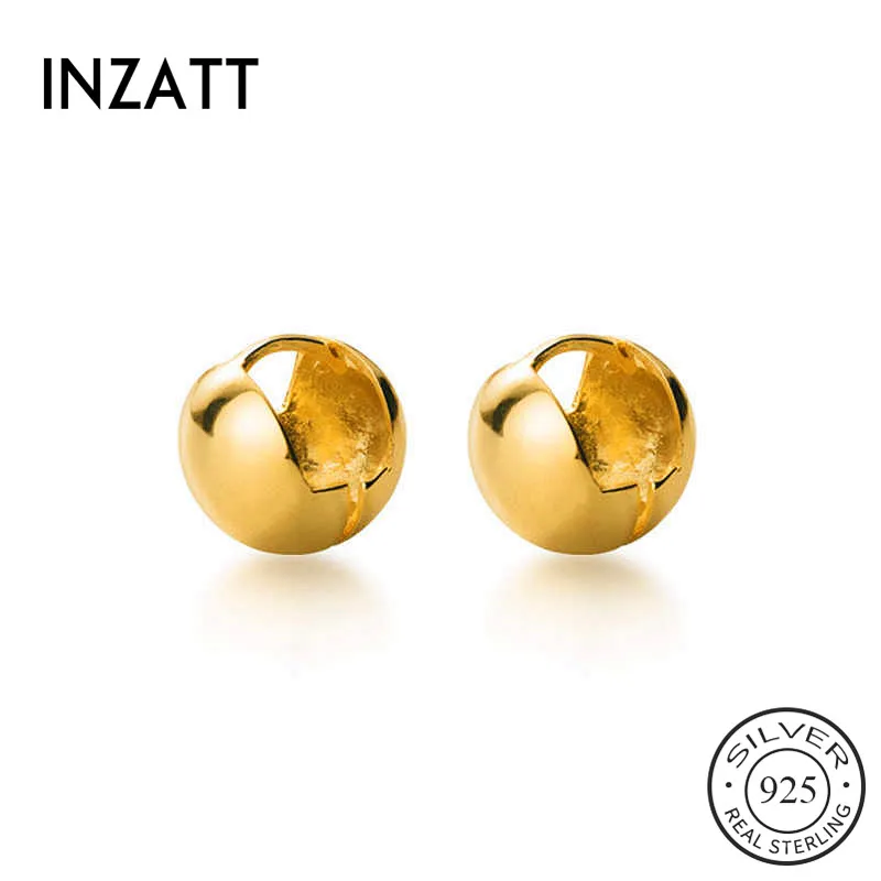 INZATT Real 925 Sterling Silver Irregular Cracking Ball Hoop Earrings For Fashion Women Fine Jewelry Hiphop Accessories GIFT