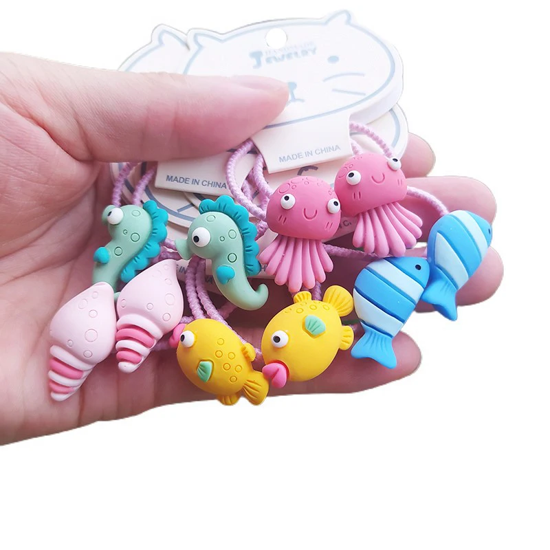 2PCS Cute Seahorse Octopus Princess Headwear Kids Elastic Hair Bands Children Hair Ties Ropes Girls Accessories Baby Headdress