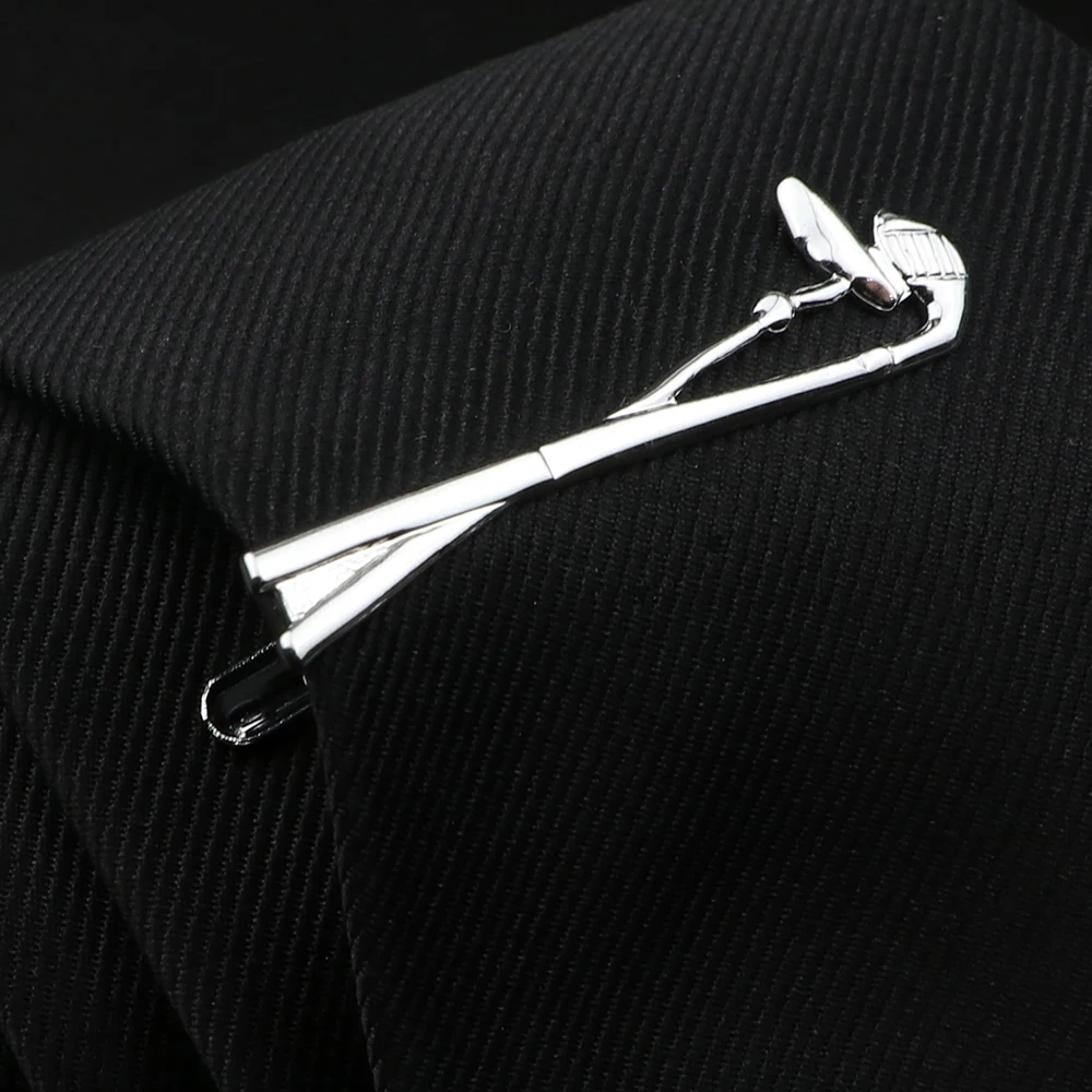 Men\'s Chrome Stainless Tie Clip Fork Spoon Shovel Knife Hammer Arrow Dolphin Shape Metal Tie Clip for Men Necktie Clips Pin Gift