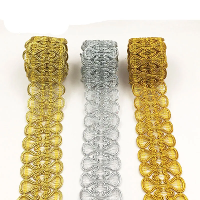 2 yards/Lot 3.5CM Double-sided butterfly lace golden silver lace decorative Curtain for Craft Jewelry DIY Graft Making