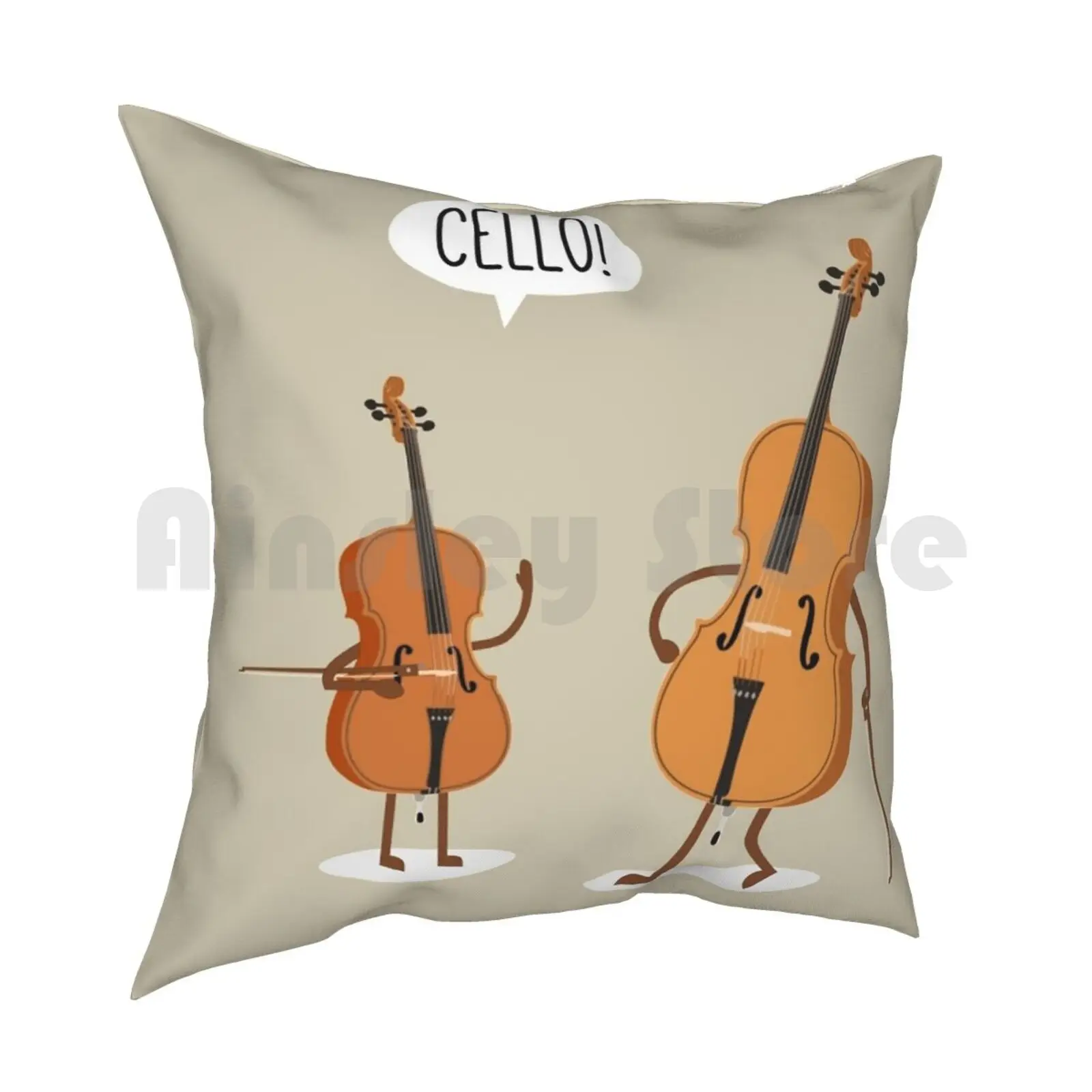 Cello! Pillow Case Printed Home Soft Throw Pillow Cello Music Violin Funny Joke Pun Strings Orchestra Classical Bass