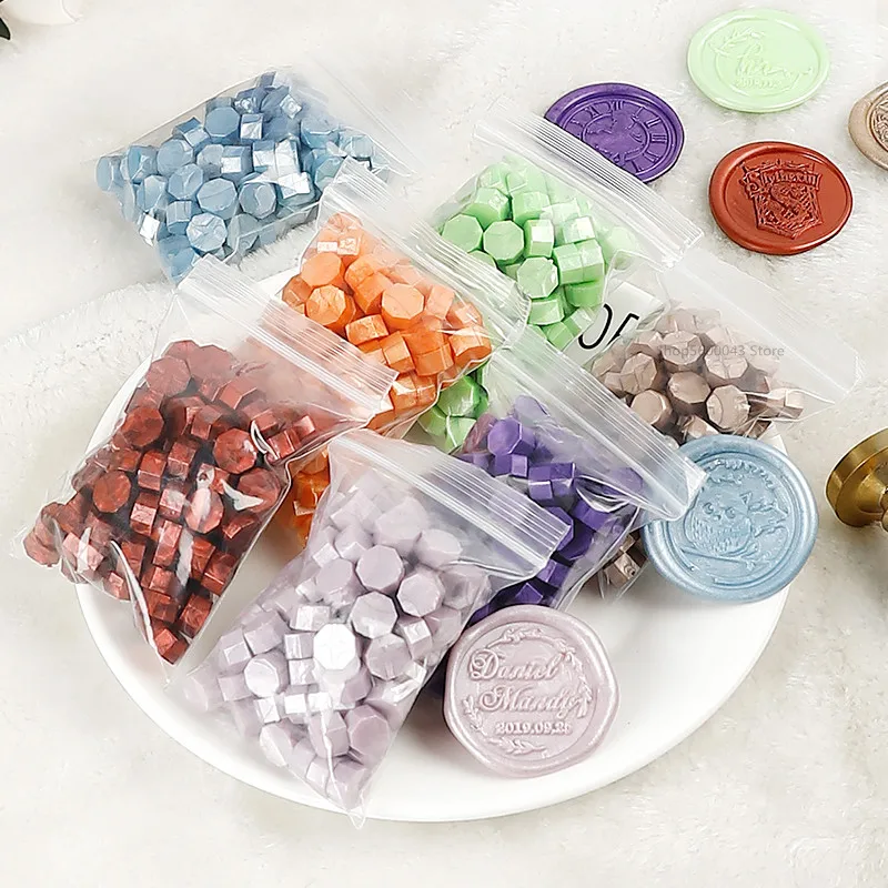 100Pcs Retro Octagonal Wax Seal Stamps Scrapbook Material Wax Seal Seal Retro Craft Decoration Birthday Wedding Stamp Hobby Gift