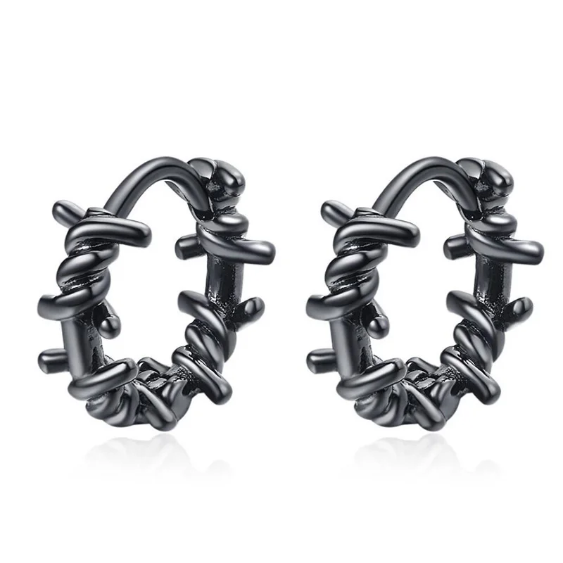 KOFSAC New Black Gold Earrings For Women Trendy Jewelry 925 Sterling Silver Winding Geometric Round Earring Party Accessories
