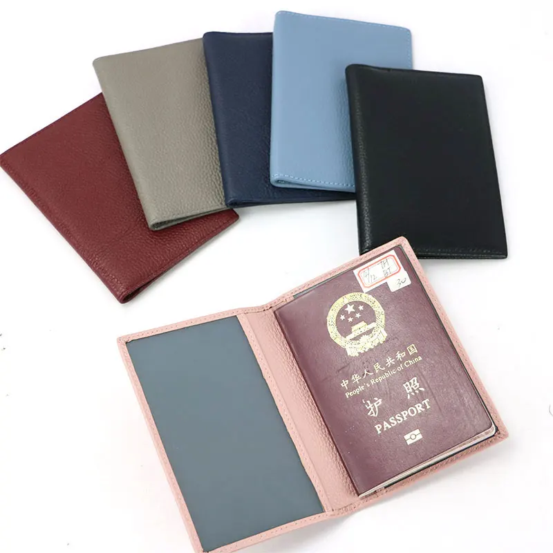 Fashion Case Passport Holder Real Leather Pebbled Passport Cover Portable Boarding Cover Travel Accessories Passport Travel Bag