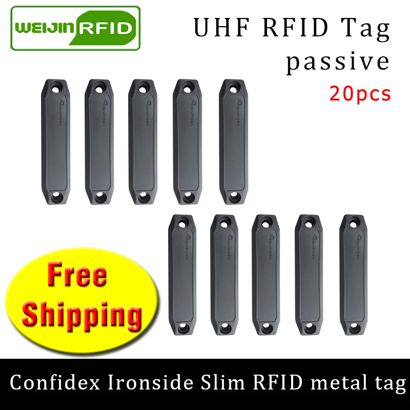 

UHF RFID metal tag confidex ironside slim 915m 868m Impinj Monza4QT EPC 20pcs free shipping durable ABS smart passive RFID tags