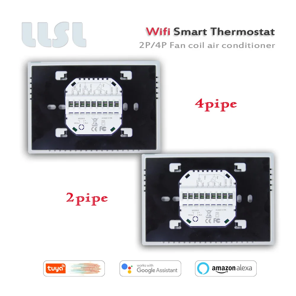 インテリジェントサーモスタット,wifi,2p/4p,ファンコイル,レギュレーター95-240vac,加熱/クール用