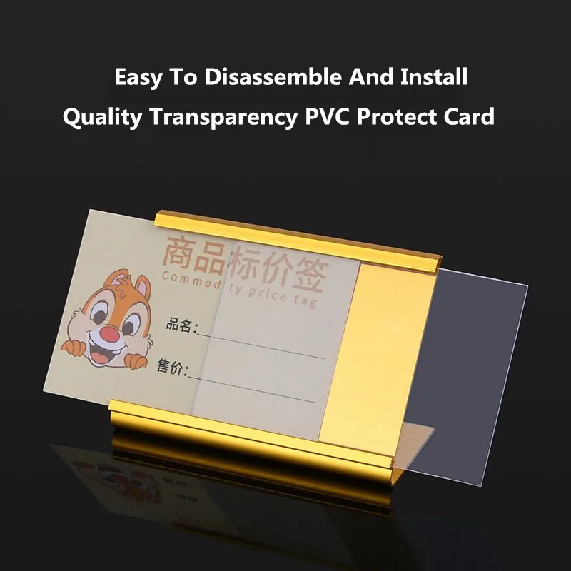 10 Pieces 85x55mm Aluminum Gold Silver Small Table Price Label Paper Tags Metal Number Card Holder Sign Holder Display Stand