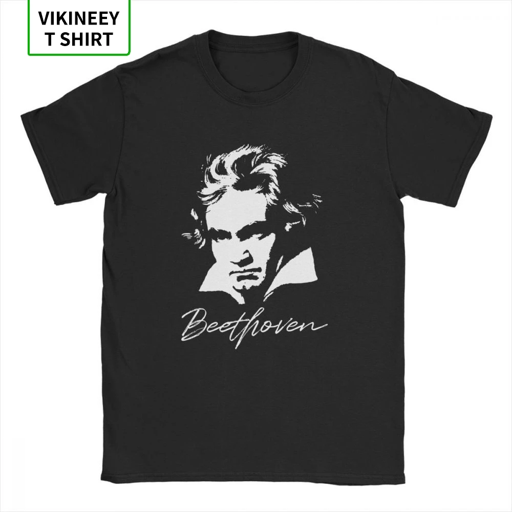 Men Ludwig Van Beethoven T-Shirts Music Classical Composer Novelty Crewneck Fun Clothes 100% Cotton Tees Slim Fit T Shirt