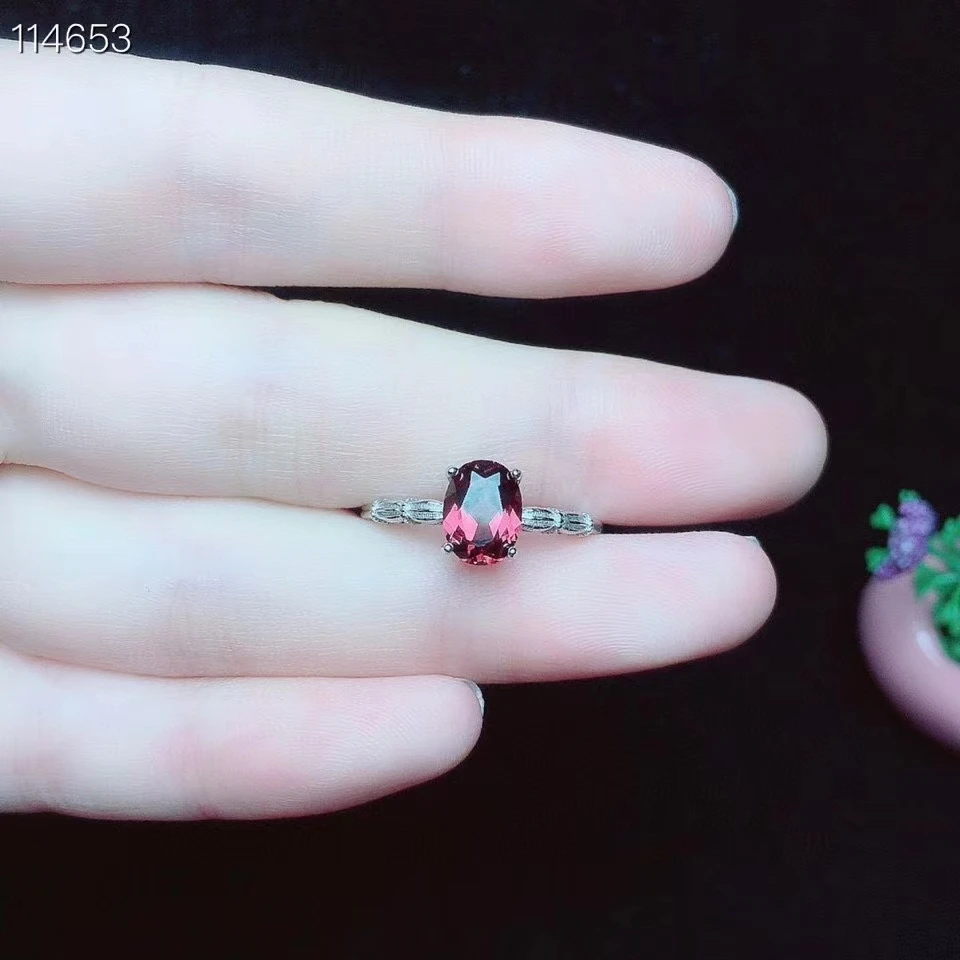 KJJEAXCMY fine jewelry 925 sterling silver inlaid natural garnet ring delicate new female popular ring vintage support test