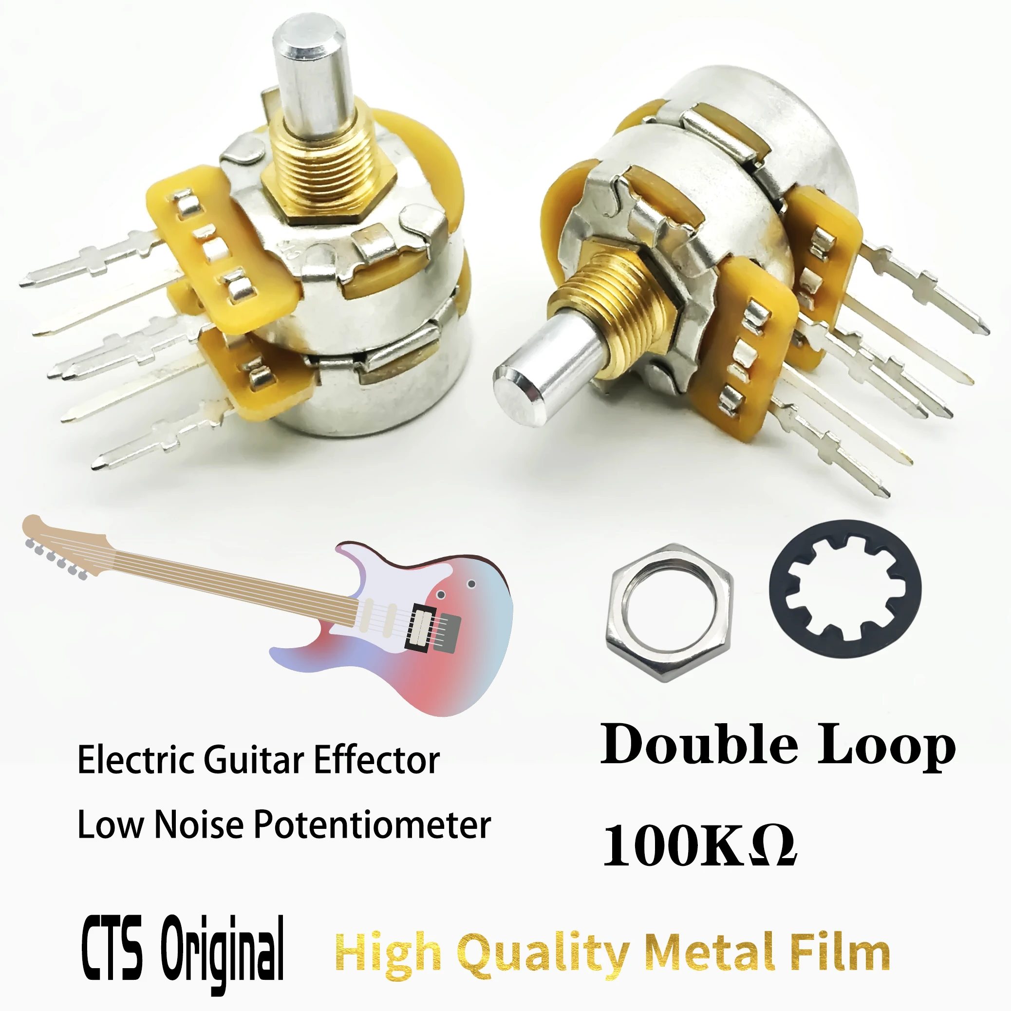 

1 Piece CTS 450 Potentiometer 100K Double Loop Electric Guitar Electric Bass Volume Timbre Aluminum Shaft Low Noise Soft Feeling