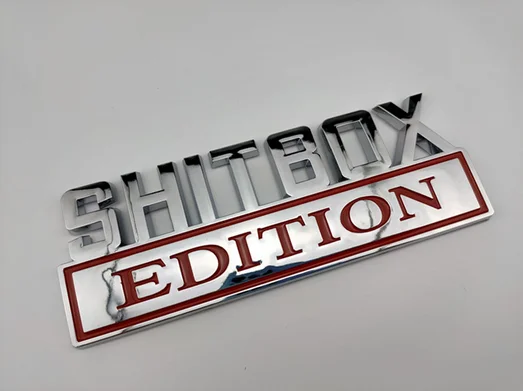 3D Silver ABS SHITBOX EDITION Emblem Auto Trunk Fender Badge Decal Stickers Car Accessories