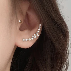 Punk Boho Imitation Pearl Earrings Ear Long Climbers For Women Stud Earring Girls Cute Wrap Mini Ear Cuff Jewelry