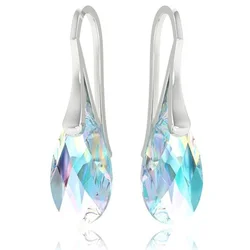 NEW Fashion Silver Teardrop Crystals Earrings Blue Aurora Borealis Drop Dangle Hook EarringParty Jewelry for Women Gift