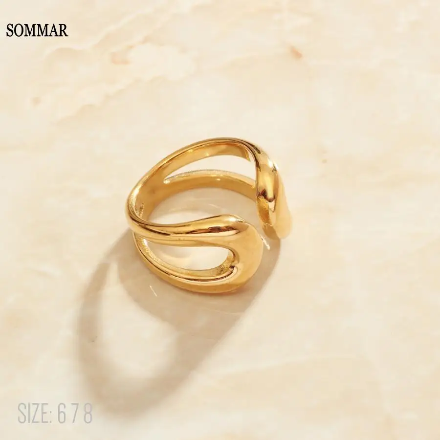 SOMMAR 2021 new hit 18KGP Gold Filled size 6 7 8 Maiden Knuckle Rings Open, double layer men ring Prom Accessories