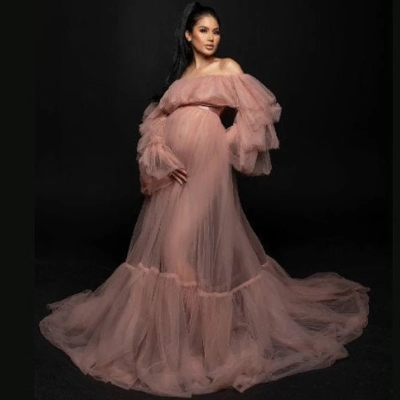 Tulle Wedding Dress untuk Fotografi Digunakan Raphaelite Terinspirasi Gaun Boho Maternity Gaun Melihat Melalui Mesh Gaun Panjang Custom Made