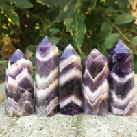 5pcs Natural Dream Amethyst Point Quartz Crystal Wand Obelisk Gemstone Tower Reiki Healing