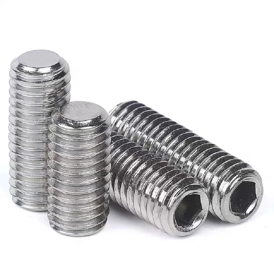 

100/50/20PCS DIN913 GB77 M3 M4 M5 M6 M8 M10 304 Stainless Steel Thread Grub Screws Flat Point Hexagon Socket Set Screws Headless