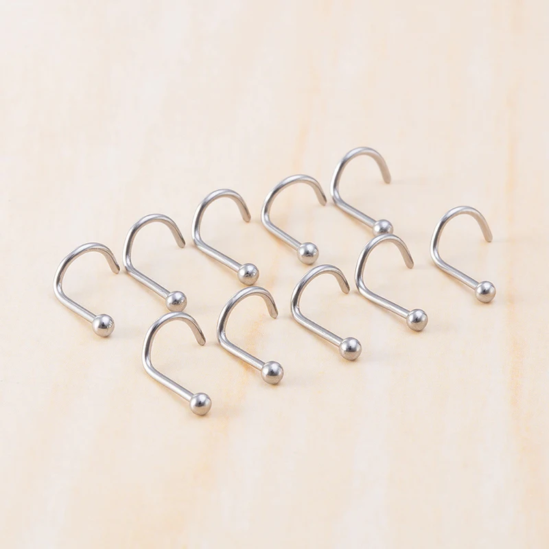 10 Stück Edelstahl Nasenstecker Set Nasenpiercing Set Nasenring Nariz Knochen Ohrstecker Schrauben für Mann Frauen Nasenloch Körperschmuck 20G – Detail 8