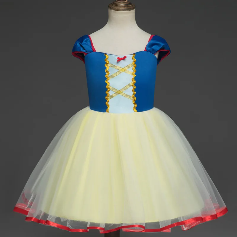 new design girl snow white princess costumes cosplay cute kids performance clothes cartoon girls chiffon dress party clothing