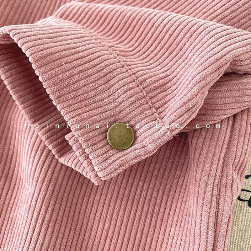 Zoki Harajuku Corduroy Women Shirt Jackets Autumn Long Sleeve Thin Coats Casual Vintage Pocket Female Button Up Overcoats 2023