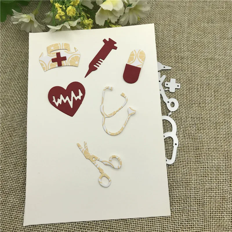 Creative nurse hat Metal Cutting die keychain shaker Heart Paper Key Chain Scrapbook Paper Craft Card Punch Art Knife Cutter