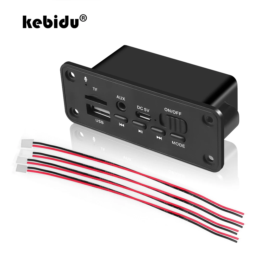 kebidu Bluetooth MP3 WMA Decoder Board DC 5V Audio Module USB TF Radio Wireless FM Receiver MP3 Player 2 x 3W Amplifier For Car