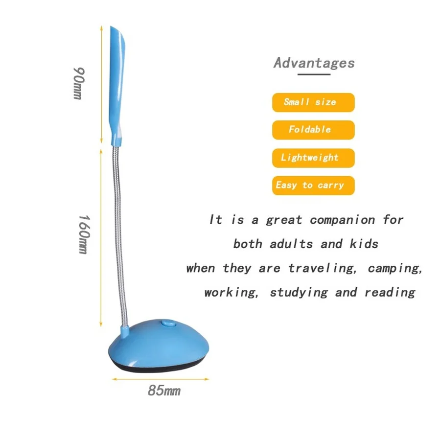 LED  Desk Book Light Reading Mini Battery Powered for Book Nightlight Light Flexible Table Lamp Portable Read Lamp Book Lights