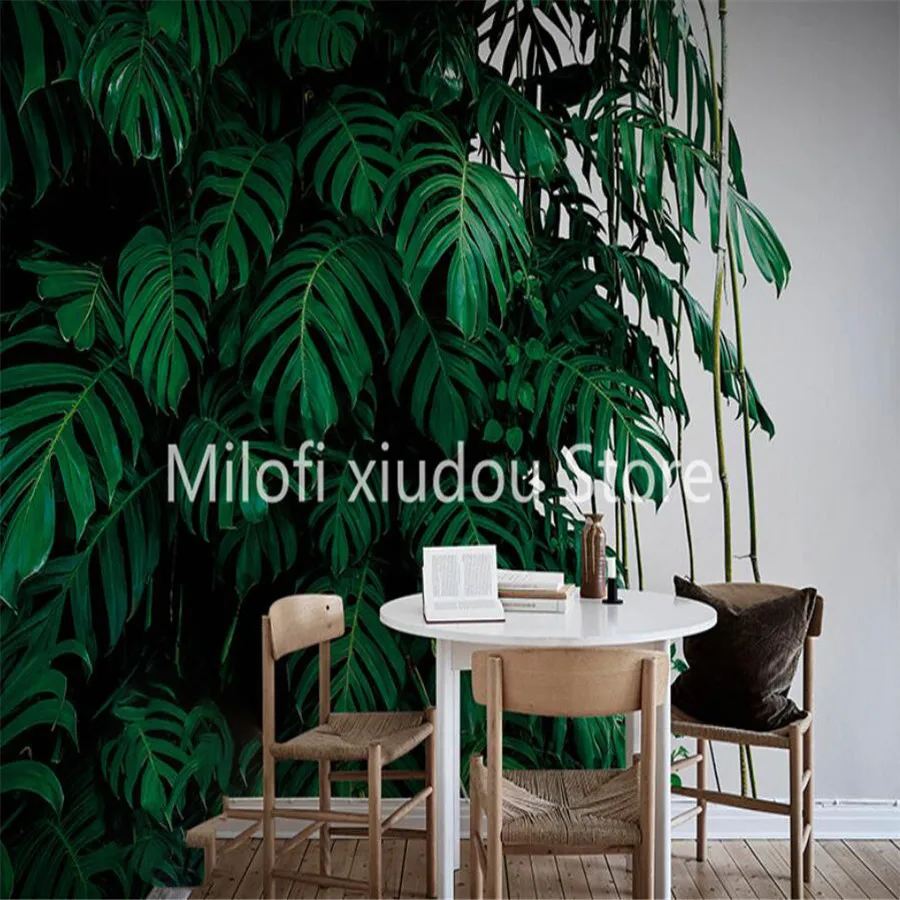 

Custom 3D Mural Wallpaper Turtle Leaf Green Plant Bedroom Wallpaper Living Room Background Wall Decorative Painting