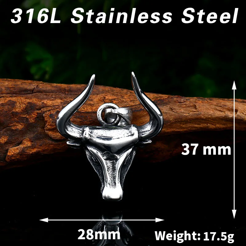 BEIER new arrival punk Odin bull stainless steel men pendant necklace pagan popular wallet wall street bull jewelry BP8-412