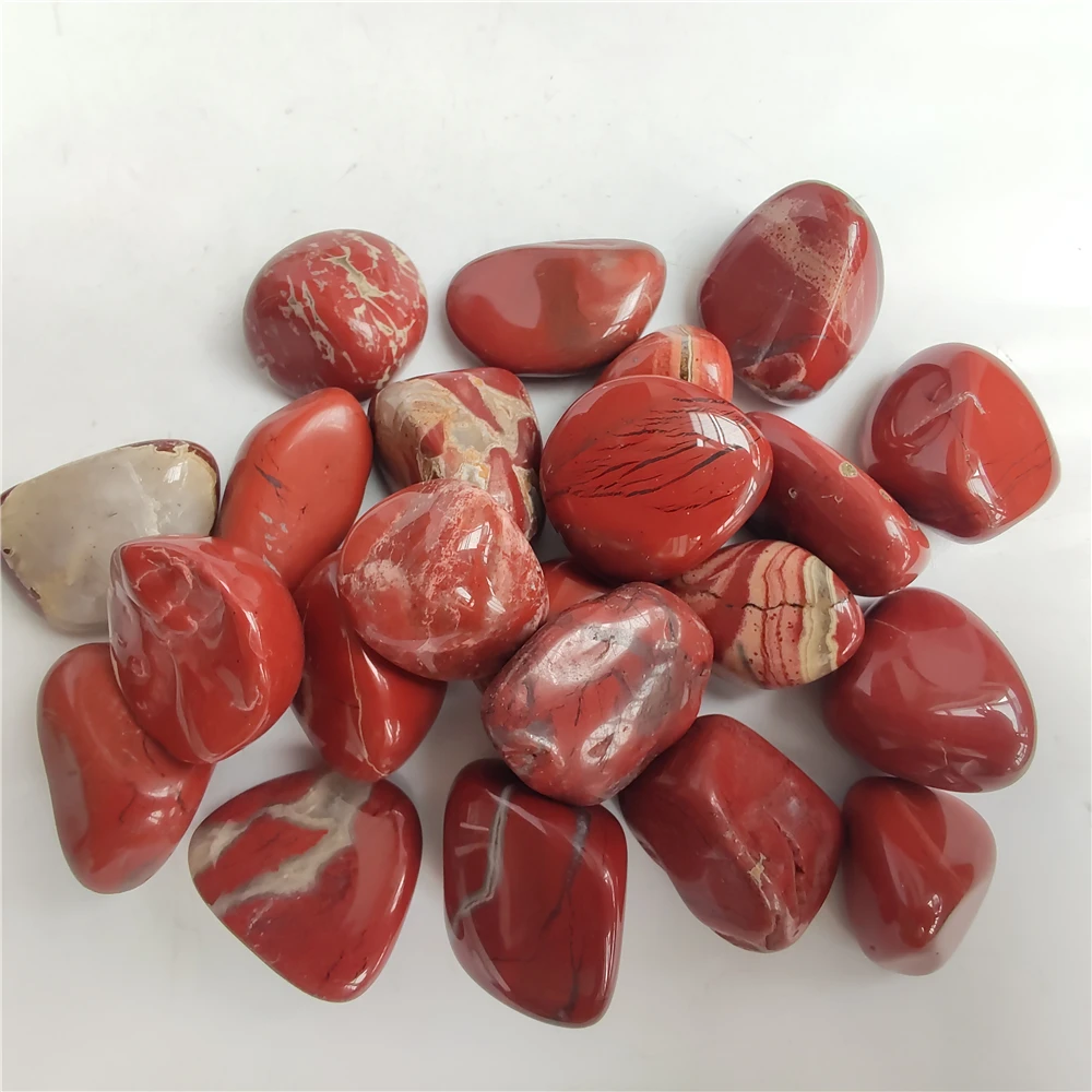 20mm-40mm Natural Red Jasper Tumble Stones Polished Stone Healing Crystal Gemstones Fish Tank Aquarium Decor Home Ornament Stone