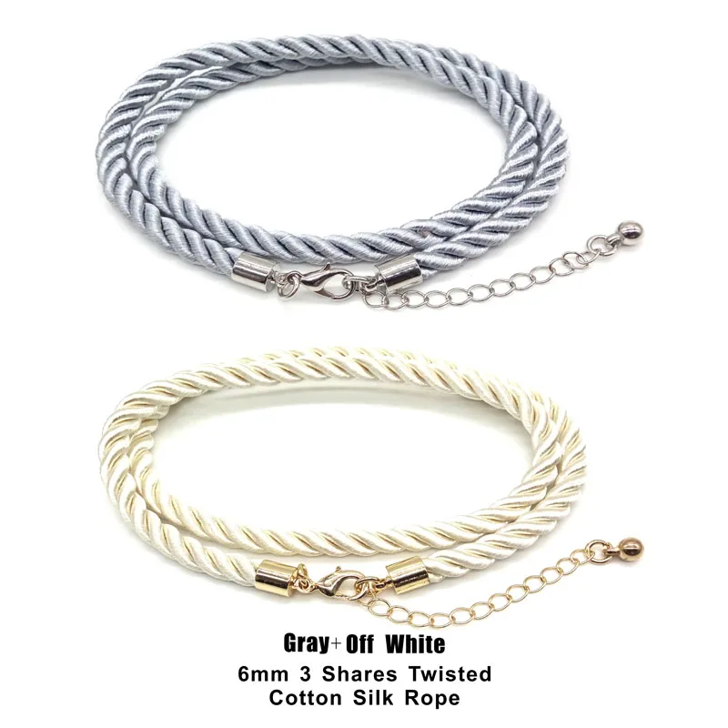 2 pcs/lot 6mm Three Strands Rope Charm Chain Great for Women Men Diy Jewelry Necklace Pendant Chain Lobster Clasp String Cord