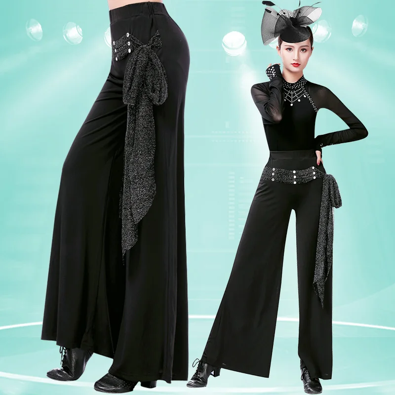 

Latin Dance Practice Pants Women'S New Ballroom Dance Costumes Trousers Flares Pants Female Waltz Tango Dance Clothing DWY3223