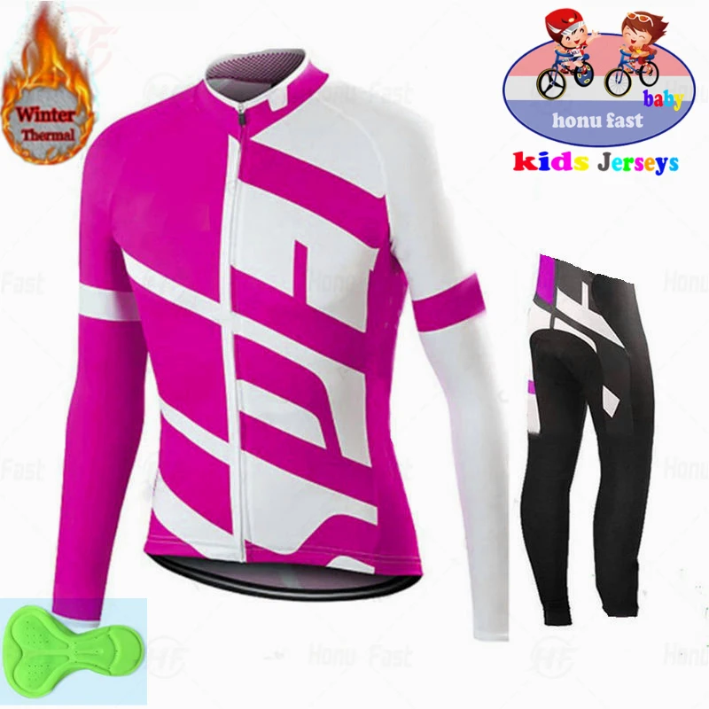 New Baby Team Cycling Clothes Kids 2022 Winter Cycl Jersey Set Thermal Fleece Bike Long Sleeve Clothing Children Outdoor Uniform