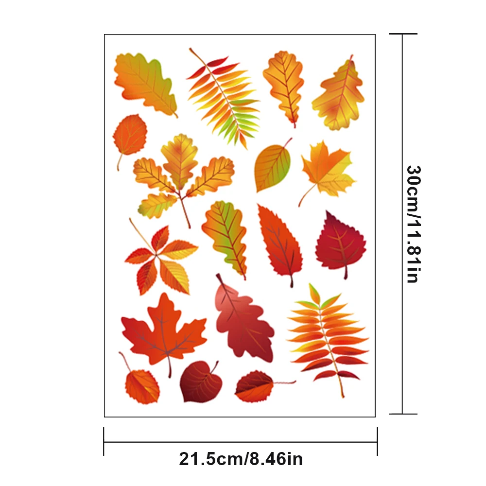 Window Wall Sticker DIY Home Decor Double Side Printing No Glue Autumn Maple Leaves Wall Art PVC Sticker Decals for Glass Door