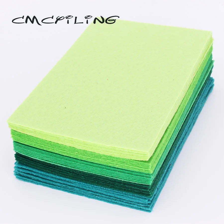 CMCYILING Green Felt Sheets 1 MM Thicknes, Non-Woven Fabric, Polyester Cloth For DIY Sewing Crafts Scrapbook 40 Pcs/Lot 10*15cm