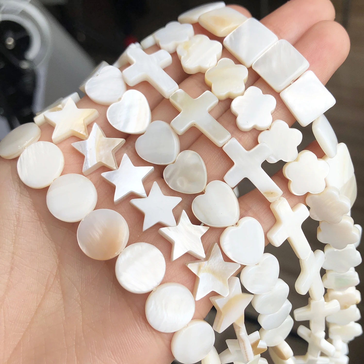 Natural White Freshwater Shell Beads Beads Heart Cross Star Round Mother Of Pearl Loose Beads for Jewelry Making DIY Bracelet - Image 3