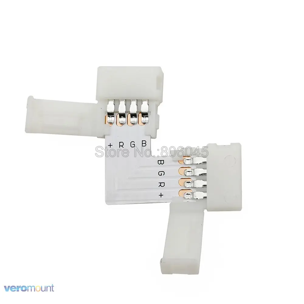 5pcs/lot Free Soldering LED Connector 4Pin 4-Pin L / T / X Shape Corner Connector No Welding for 10mm RGB LED Strip Light