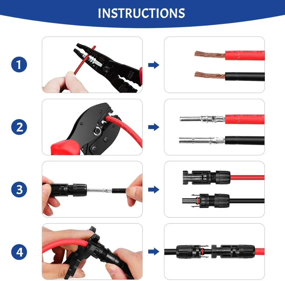 Imagem -06 - Masculino e Feminino Painel Solar Crimping Tool Kit Conectores de Cabo pv Mc3 2560 mm ² Awg2610 12 Pcs