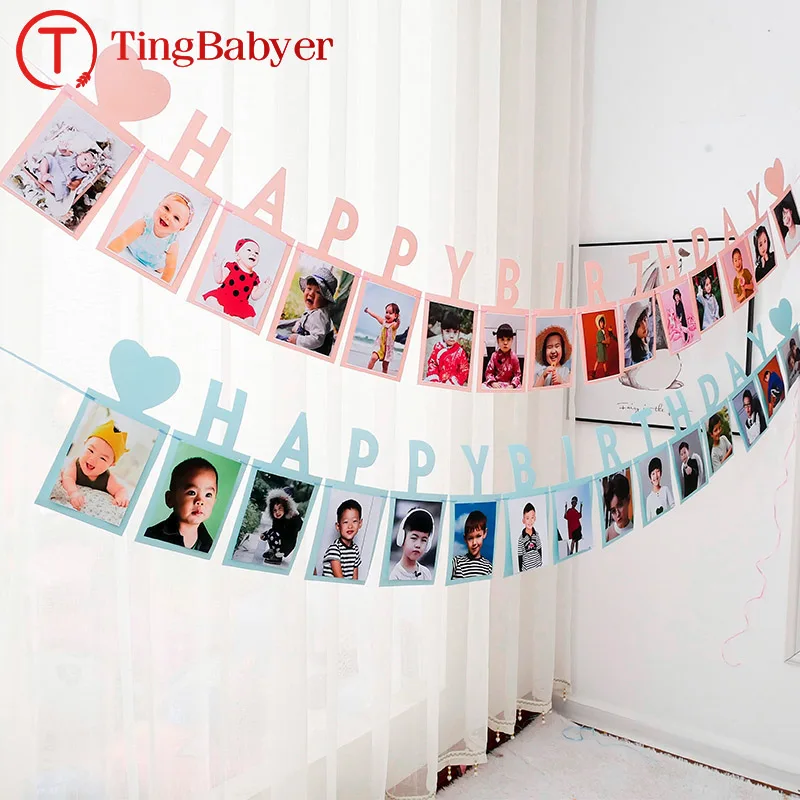 Happy Birthday Photo Frame Banner Adult Kids Party Decorations Princess Boy Girl 1 2 3 5 10 11 13 15 25 30 35 40 50 60 Year Old