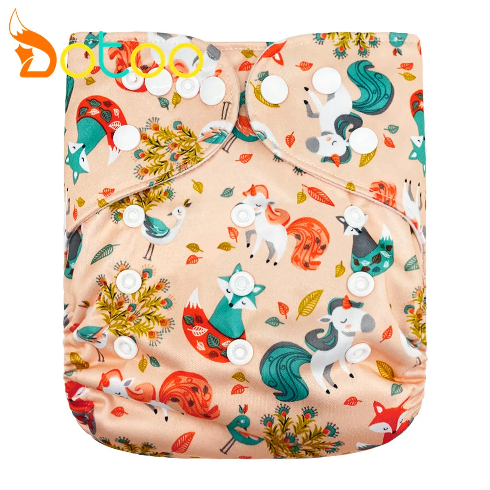 

Dotoo Autumn Forest Print Washable Adjustable Pocket Diaper Double Row Snaps Cloth Nappy For 3-15KG Baby