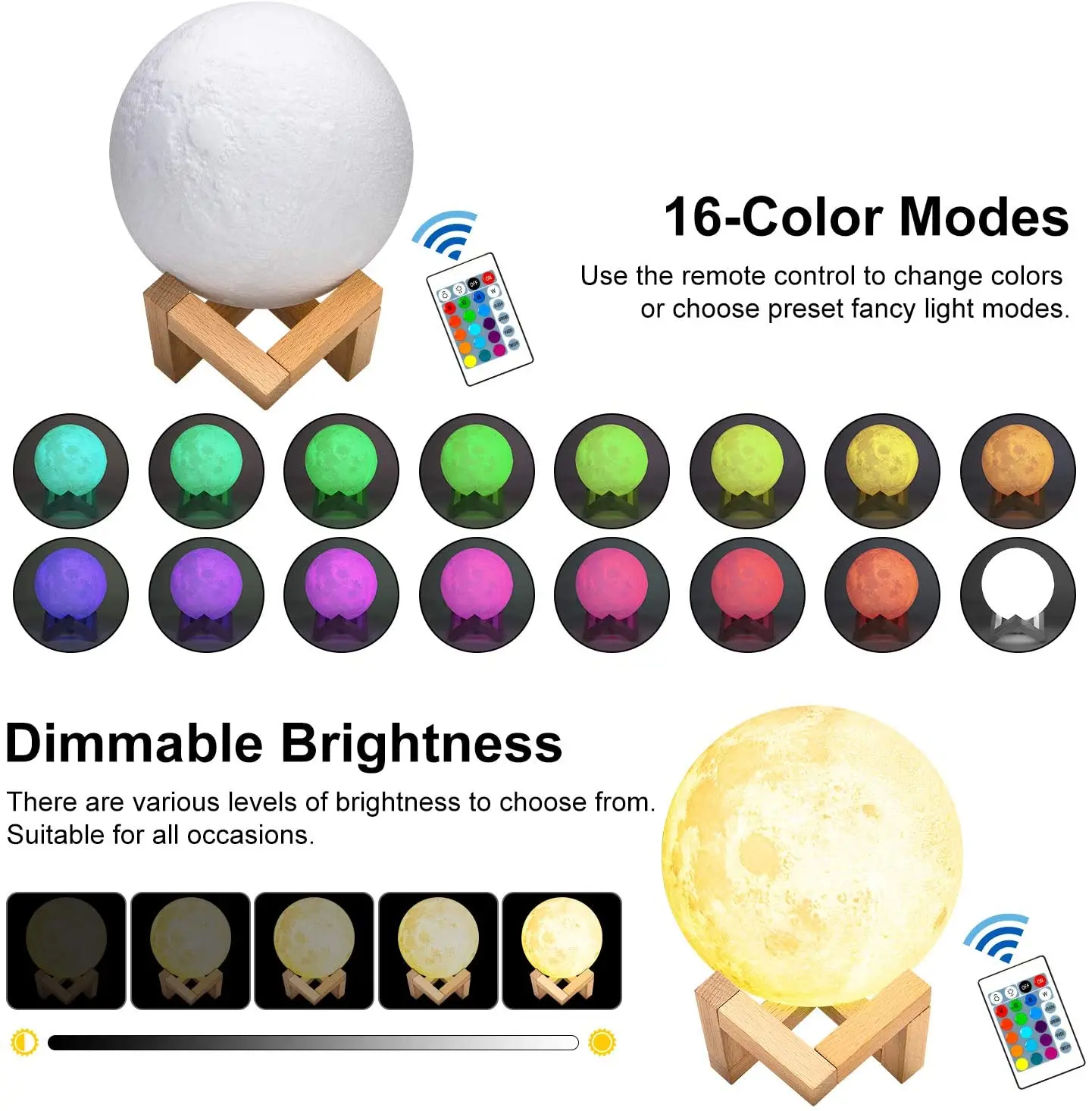 Imagem -06 - Dropshipping 3d Impressão Galáxia Lua Lâmpada Led Night Light Usb Recarregável Criativo Casa Decoração Globo Quarto Amante das Crianças Presente