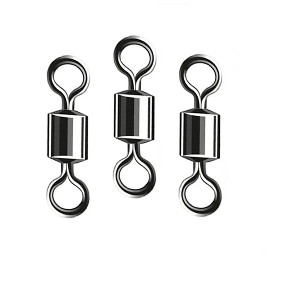 20pcs/lot fishing High Speed strength triple Rolling Swivel Barrel Connector Carbon Steel swivels Bearing snap solid rings